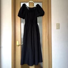 ユニクロ ボリュームスリーブ ワンピース 黒 XL ロングワンピース 半袖のサムネイル