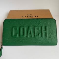 COACH コーチ 長財布 グリーン レザー CW715 - メルカリ