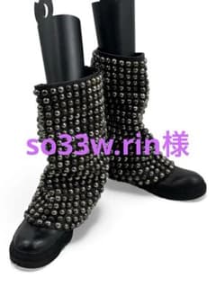 未使用タグ付き】LGB/LUNA-012/MJ ブラックパールスタッズブーツ 