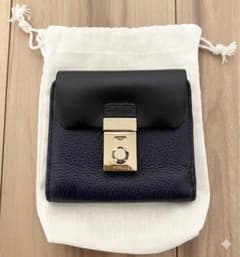 美品✨FURLA フルラ 二つ折り財布 バイカラー ネイビー ゴールドのサムネイル