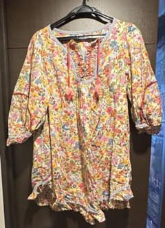 アルベロベロ 七分袖 チュニック 花柄 ブラウス ポケットあり 美品