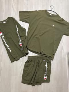 Champion 3点セット オリーブ Tシャツ ロンT ショートパンツのサムネイル