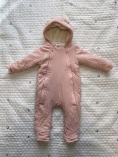 【美品】baby GAP くま耳カバーオール 3-6m ピンク ダブルジップのサムネイル
