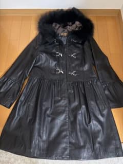 BALMAIN レザーコート ファー付き 9号