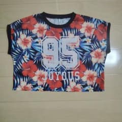 ハイビスカス柄 ナンバーロゴ メッシュ 半袖Tシャツのサムネイル