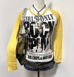 Y2K 姫ギャル 長袖 ロンT Tシャツグランジ英字平成 ラグランラインストーンのサムネイル