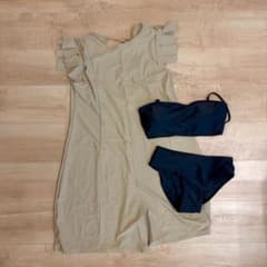 【新品未使用】フリル袖 ワンピース 水着 3点セットのサムネイル