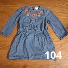 花柄刺繍 デニムワンピース 104cmのサムネイル