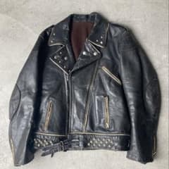 60s 70s 鋲ジャン スタッズ レザージャケット L ユーロ古着 パンク 60s 70s 鋲ジャン スタッズ レザージャケット L ユーロ古着 パンク