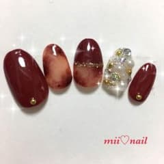 ネイルチップ♡鼈甲、ボルドーのサムネイル