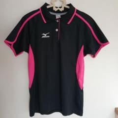 MIZUNO ミズノ　ポロシャツ ブラック×ピンク レディース Mのサムネイル