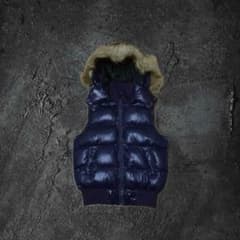 00s ダウンベスト 光沢 y2k 短丈 パープル 平成 グランジ ファー