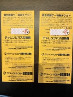 株主特別デー チャレンジパス引換券　2枚セットのサムネイル