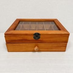 【美品】アンティーク調 木製 アクセサリーケース 収納ボックス ガラス天板のサムネイル