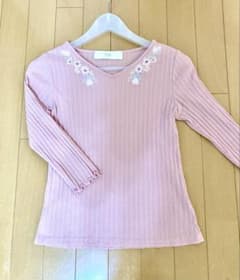 tocco closet 花柄刺繍リブカットソー ピンク Mのサムネイル