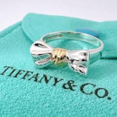極美品 オールドティファニー リボン コンビ 14.5号 シルバー k18 極美品 オールドティファニー リボン コンビ 14.5号 シルバー k18