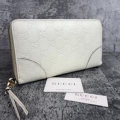 良品　GUCCI シマ　インターロッキング　L字ファスナー　長財布　ホワイト GUCCI グッチシマ インターロッキング チャーム ラウンドファスナー 長