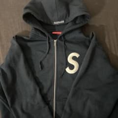 Supreme Sロゴ ジップアップパーカー ネイビー Mのサムネイル