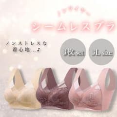 ノンワイヤー シームレスブラ 3枚セット 3Lサイズのサムネイル