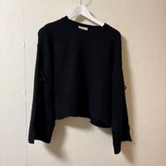 袖レースアップ ニット ブラックのサムネイル