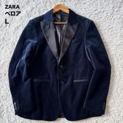 メ*読様 ZARA 濃紺 美品 ベルベットタキシードジャケットeur52 usaのサムネイル