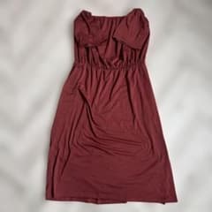 SHEIN バーガンディ オフショルダー ワンピース【XL】 秋色　ストレッチ
