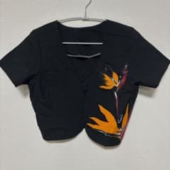 美品✨【S-細身のM相当】黒 クロップド丈 ボレロブラウス アジアン エスニック