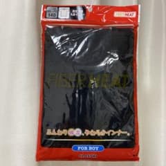 新品 しまむら ファイバーヒート 140 インナー 半袖 丸首 男の子 黒 1枚のサムネイル