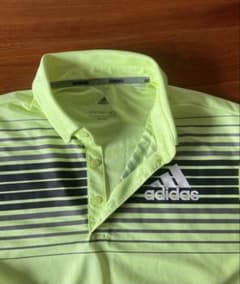 adidas 蛍光イエロー ストライプ ポロシャツのサムネイル