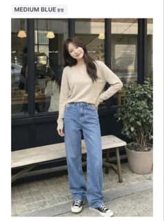 ULKEZIRP ミディアムブルー ワイドレッグデニム Sのサムネイル