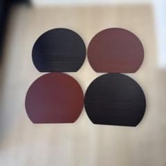 漆ヘギ木両面半月 黒赤ラウンド膳4枚セット - メルカリ