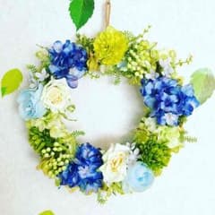 ★たこさな様専用   紫陽花フラワーリースブルー&ライトグリーンのサムネイル