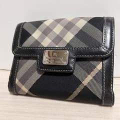 バーバリーブルーレーベル 二つ折り財布 チェック柄 ホースロゴ