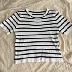 ボーダー リブ 半袖 Tシャツのサムネイル