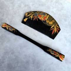 簪 櫛 笄 かんざし 黒漆 金蒔絵 髪飾り 日本髪 G9 着物 成人式 卒業式