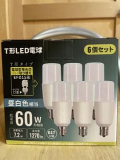T形LED電球 60W形相当 昼白色 E17 6個セットのサムネイル