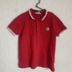 希少 MONCLER (モンクレール)赤 ポロシャツ 襟・袖口トリコロール柄 中古・古着通販】MONCLER (モンクレール) ポロシャツ レッド サイズ