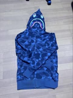 A BATHING APE アベイシングエイプカモフラ シャークパーカー黒のサムネイル