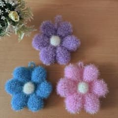 スセミたわし　エコたわし　ホッパンスセミ　キッチンたわし　花型3個セットのサムネイル