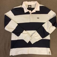 Canterbury ラガーシャツ XS ネイビー 水色 長袖 ボーダー 美品 - メルカリ