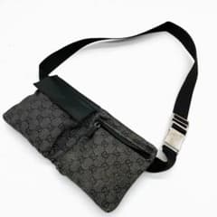 GUCCI】ボディバッグ GGキャンバス レザー ブラック - メルカリ