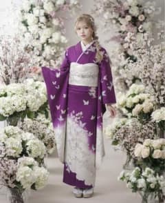 振袖フルセット　赤紫　蝶　紫陽花　成人式　前撮り 振袖フルセット 赤紫 蝶 紫陽花 成人式 前撮り - メルカリ