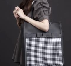 【完売品】pium フロントリボンマルチトートバッグ ブラックミックス ピウムのサムネイル