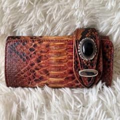 バイカーズウォレット ハンドメイド パイソン長財布 オニキスコンチョ