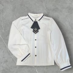 【axes femme】タイ付き ピンタックブラウス Mサイズ アイボリーのサムネイル
