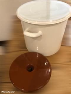 梅干し用　ホーロー容器と重石セットのサムネイル