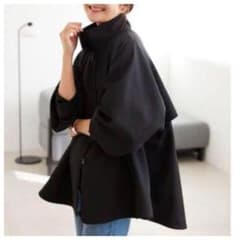 美品□スローブIENA□テントラインショートコート□黒□Fサイズ□人気