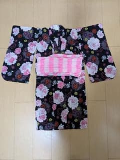 子ども浴衣 110cm 黒 綿100% 藤桂のサムネイル