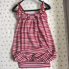 値下げ！！✴︎美品✴︎ レッド ✖️ ゴールドラメ ☆ ボーダー キャミソールのサムネイル