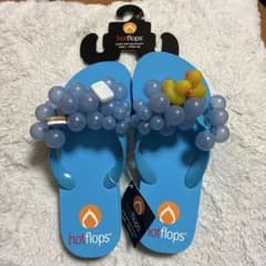 【新品/即納】hotflops ビーチサンダル　バブルアヒル　22.5cm 青のサムネイル